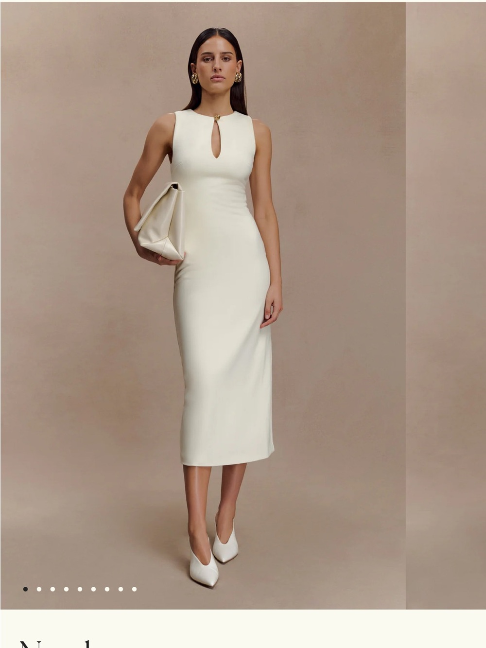 Meshki Cream Sleeveless Midi Dress with Keyhole
